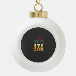 Kerstbier Vakantie Drinken Keramische Bal Ornament