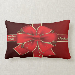 KerstBig Red Bow Holiday Yule Ribbon Monogram Kussen