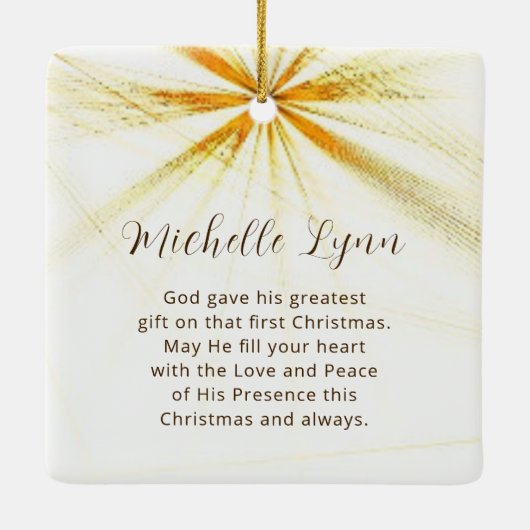 kerstbijbel Verse modern design - speciaal aangepa Keramisch Ornament (Achterkant)