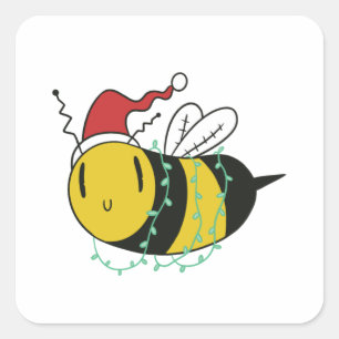 kerstbijen vierkante sticker