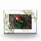 kerstbijkantoren en bessen op maat fotoblokken (Voorkant)