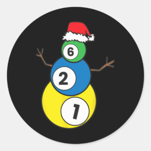 Kerstbiljart Sneeuwman Kinder kerstcadeau Ronde Sticker