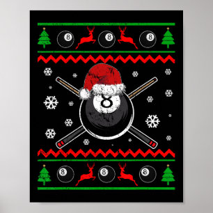 Kerstbiljart Snooker Pool Sport Grappig Cadeau Poster