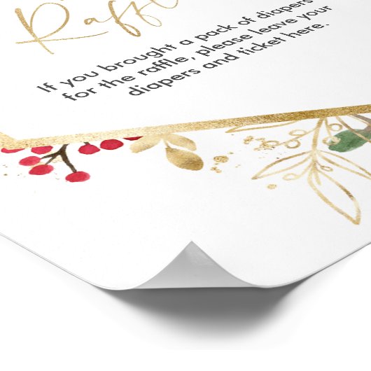 kerstblad Diapelbord rood goud Poster (Hoek)