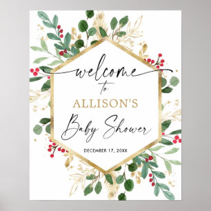 kerstblad elegant baby shower welkomstbord poster