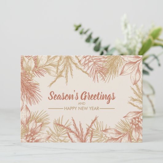 kerstblad feestdagenkaart (Staand voorkant)