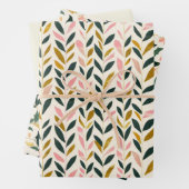 Kerstblad Groen Ivoor Roze Goud Inpakpapier Vel (In situ)