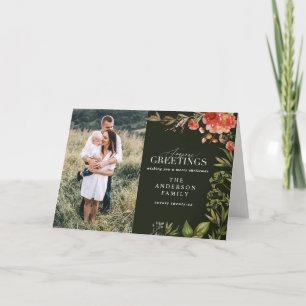 kerstblad met rode en groene foto feestdagen kaart