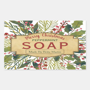 kerstblad Mistletoe Holly Soap Labels