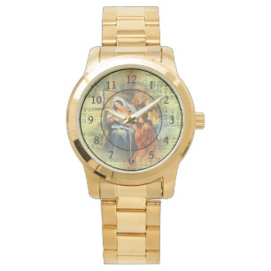 Kerstblad Muziek ~ De Heilige Familie ~ Angel Horloge