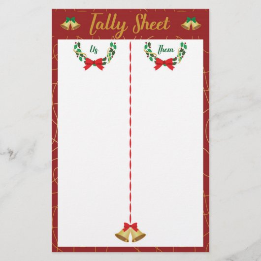 kerstblad voor kerstbunco-spellen (Voorkant)