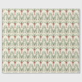 Kerstbladeren en rode linten cadeaupapier (Vlak)