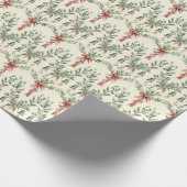 Kerstbladeren en rode linten cadeaupapier (Hoek)