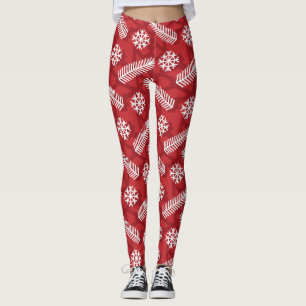 Kerstbladeren Snowflake-patroon Leggings