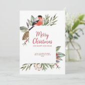 Kerstbladeren witte foto feestdagenkaart (Staand voorkant)