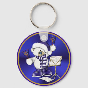 Kerstblauw Beer blauw en goudblauw Sleutelhanger