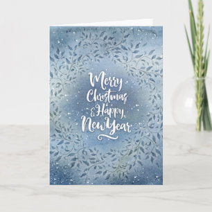 Kerstblauw blad feestdagen kaart