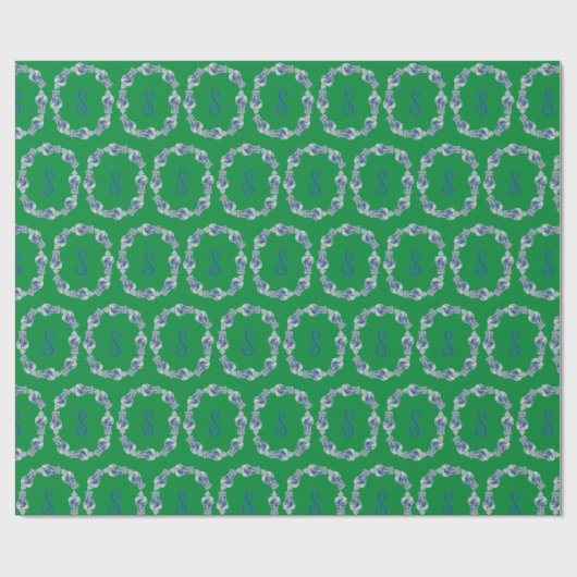 Kerstblauw en witte gember jar cadeaupapier (Vlak)