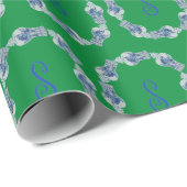 Kerstblauw en witte gember jar cadeaupapier (Rol Hoek)