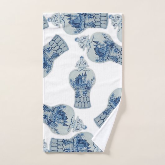 Kerstblauw en witte gember jar handdoek (Handdoek)