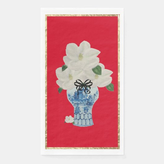 Kerstblauw en witte gember jar servet (Voorkant)