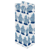 Kerstblauw en witte gember jar wijn cadeautas (Achterkant Gekanteld)