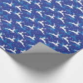 Kerstblauw en witte pomp cadeaupapier (Hoek)