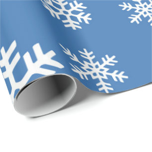 Kerstblauw en witte sneeuwvlok cadeaupapier