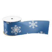 Kerstblauw en witte sneeuwvlok lint (Spoel)