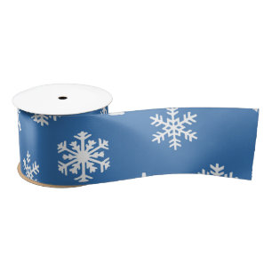 Kerstblauw en witte sneeuwvlok lint