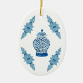 kerstblauw Ginger-keramisch Ornament (Voorkant)