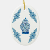 kerstblauw Ginger-keramisch Ornament (Achterkant)