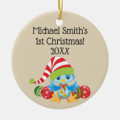 Kerstblauw-keramische sierbloem keramisch ornament (Voorkant)