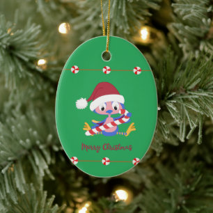 kerstblauw Snoep Decor Custom Year Oval Keramisch Ornament