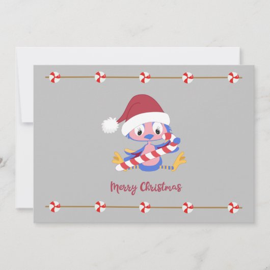 Kerstblauw Snoep Decor tekst Feestdagenkaart (Voorkant)