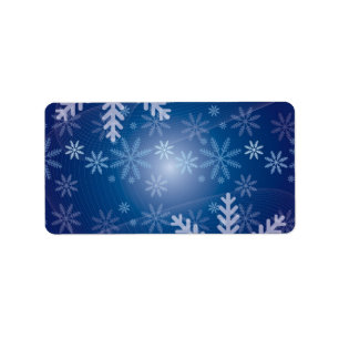 Kerstblauw Snowflake Achtergrond Etiket