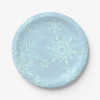 Kerstblauw Snowflakes Dessert Borden Papieren Bordje