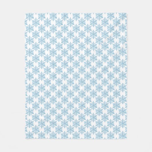 Kerstblauw Waterverf Snowflakes Patroon Fleece Deken (Voorkant)