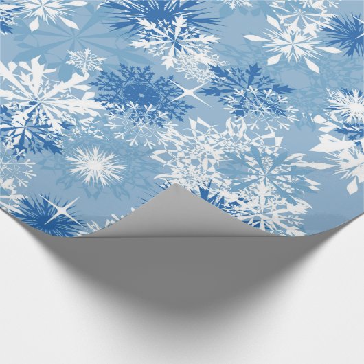 kerstblauw wit snowflap cadeaupapier (Hoek)