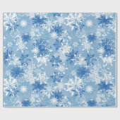 kerstblauw wit snowflap cadeaupapier (Vlak)