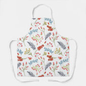 Kerstblauwe feestdagen rode bessen schort (Voorkant)