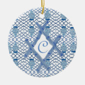 Kerstblauwe gember keramisch ornament (Voorkant)