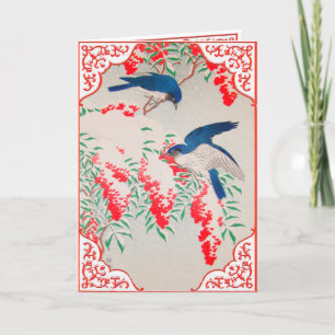 Kerstblauwe Jays Feestdagen Kaart