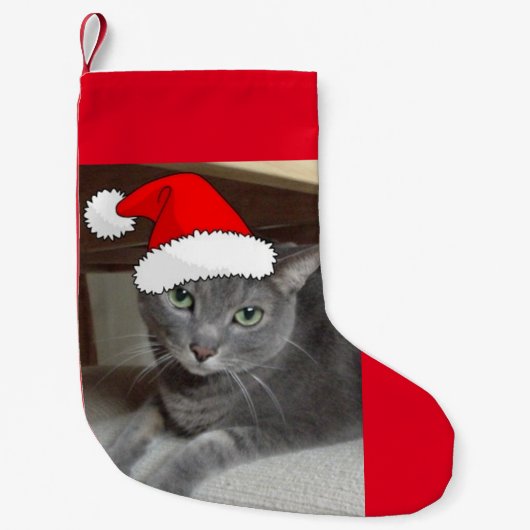 Kerstblauwe kat kleine kerstsok (Voorkant)