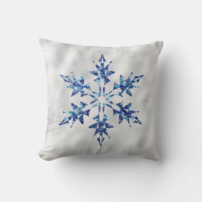 kerstblauwe marinesnowflake kussen (Voorkant)