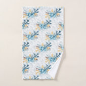 Kerstblauwe winterbessen en zilver Filigree Bad Handdoek (Handdoek)