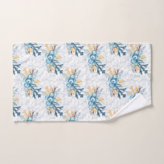 Kerstblauwe winterbessen en zilver Filigree Bad Handdoek (Handdoek)