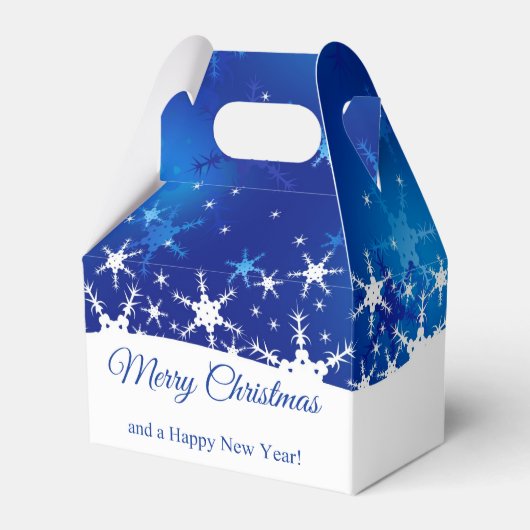 kerstblauwe wintersneeuwvlokken bedankdoosjes (Voorkant Zijde)
