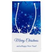 kerstblauwe wintersneeuwvlokken klein cadeauzakje (Achterkant)