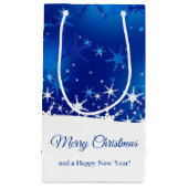 kerstblauwe wintersneeuwvlokken klein cadeauzakje (Voorkant)